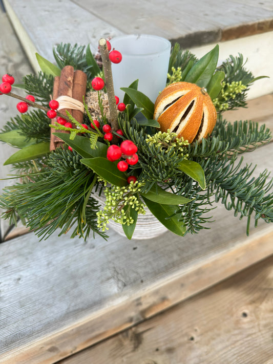 Natural Birch Pot Tea light Centrepiece